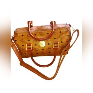 MCM Visetos Boston bag brown canvas leather